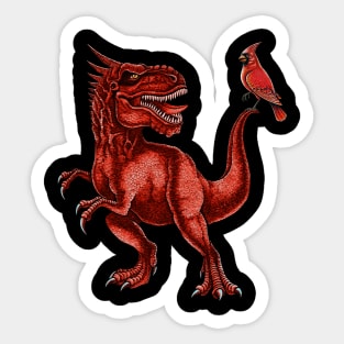 Red Cardinal T-Rex Sticker